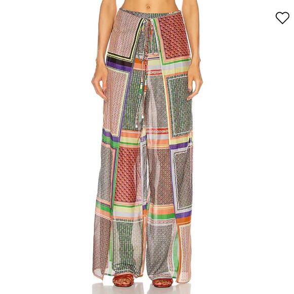 ROSETTA GETTY Apron Wrap Pant tie front cotton silk patchwork sz 4 - Picture 2 of 9